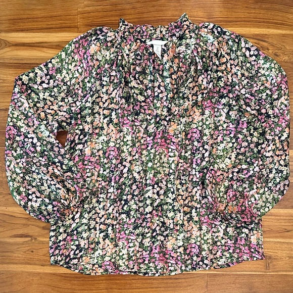H&M Floral Peasant Top Size Small - Picture 2 of 9